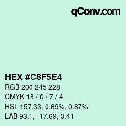 カラーコード: HEX #C8F5E4 | qconv.com