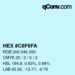 颜色代码: HEX #C8F6FA | qconv.com