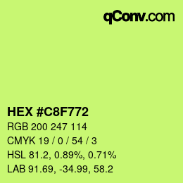 Color code: HEX #C8F772 | qconv.com