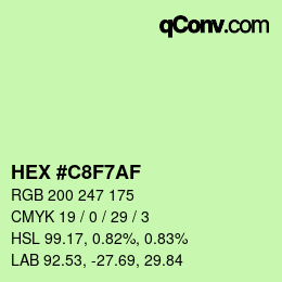Color code: HEX #C8F7AF | qconv.com