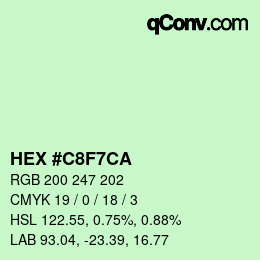 Color code: HEX #C8F7CA | qconv.com