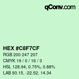 Color code: HEX #C8F7CF | qconv.com