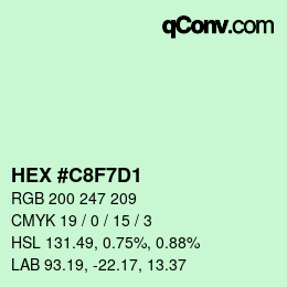 カラーコード: HEX #C8F7D1 | qconv.com