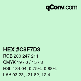 Color code: HEX #C8F7D3 | qconv.com