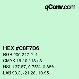 カラーコード: HEX #C8F7D6 | qconv.com