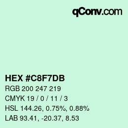 Color code: HEX #C8F7DB | qconv.com