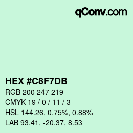 カラーコード: HEX #C8F7DB | qconv.com