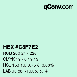 カラーコード: HEX #C8F7E2 | qconv.com