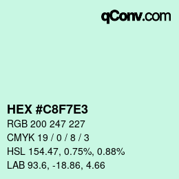 カラーコード: HEX #C8F7E3 | qconv.com