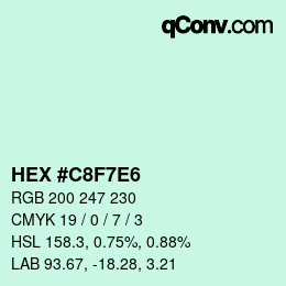 Color code: HEX #C8F7E6 | qconv.com