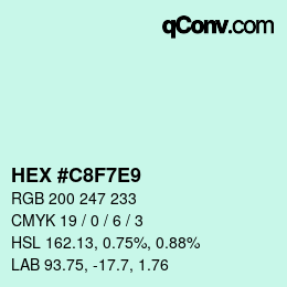 Color code: HEX #C8F7E9 | qconv.com