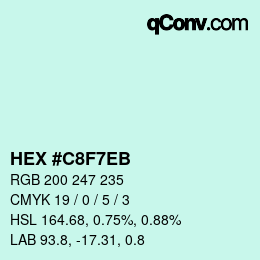 Color code: HEX #C8F7EB | qconv.com