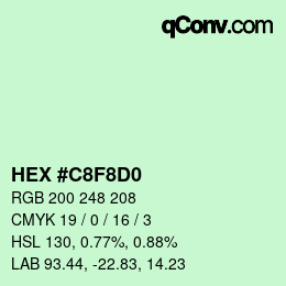 Color code: HEX #C8F8D0 | qconv.com