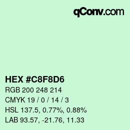 カラーコード: HEX #C8F8D6 | qconv.com
