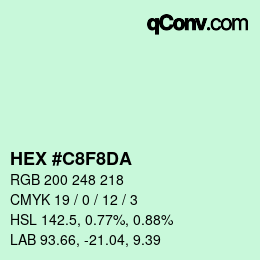 カラーコード: HEX #C8F8DA | qconv.com