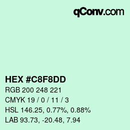 カラーコード: HEX #C8F8DD | qconv.com