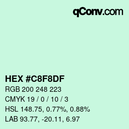 カラーコード: HEX #C8F8DF | qconv.com