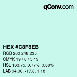 Color code: HEX #C8F8EB | qconv.com