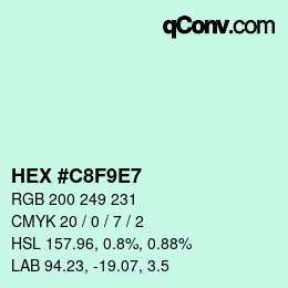 颜色代码: HEX #C8F9E7 | qconv.com