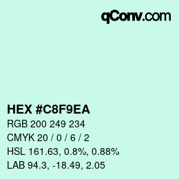 颜色代码: HEX #C8F9EA | qconv.com