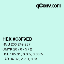 カラーコード: HEX #C8F9ED | qconv.com