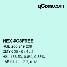 カラーコード: HEX #C8F9EE | qconv.com
