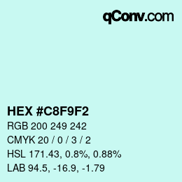 カラーコード: HEX #C8F9F2 | qconv.com