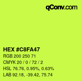 颜色代码: HEX #C8FA47 | qconv.com