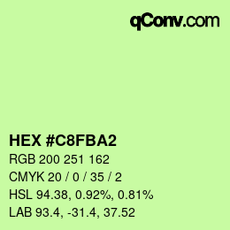 颜色代码: HEX #C8FBA2 | qconv.com