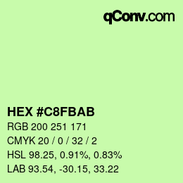 カラーコード: HEX #C8FBAB | qconv.com