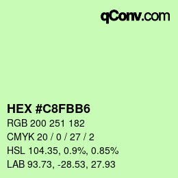 カラーコード: HEX #C8FBB6 | qconv.com