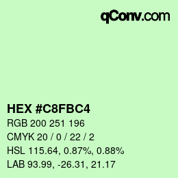 Color code: HEX #C8FBC4 | qconv.com