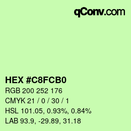 カラーコード: HEX #C8FCB0 | qconv.com