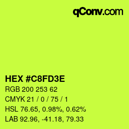 カラーコード: HEX #C8FD3E | qconv.com