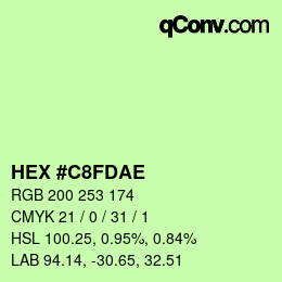 カラーコード: HEX #C8FDAE | qconv.com
