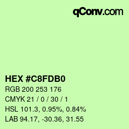 カラーコード: HEX #C8FDB0 | qconv.com