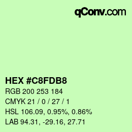 カラーコード: HEX #C8FDB8 | qconv.com