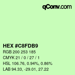 Color code: HEX #C8FDB9 | qconv.com