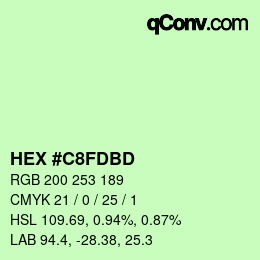 颜色代码: HEX #C8FDBD | qconv.com