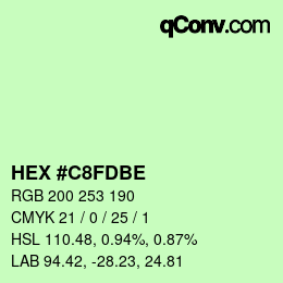 カラーコード: HEX #C8FDBE | qconv.com