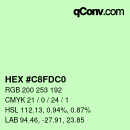 颜色代码: HEX #C8FDC0 | qconv.com