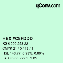 カラーコード: HEX #C8FDDD | qconv.com