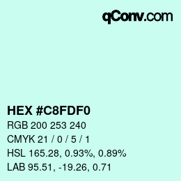 Color code: HEX #C8FDF0 | qconv.com