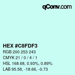 Farbcode: HEX #C8FDF3 | qconv.com
