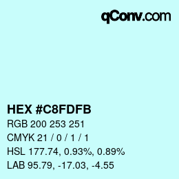 カラーコード: HEX #C8FDFB | qconv.com