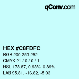 Color code: HEX #C8FDFC | qconv.com