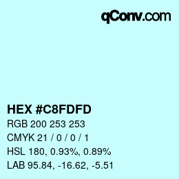 カラーコード: HEX #C8FDFD | qconv.com