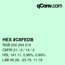 カラーコード: HEX #C8FEDB | qconv.com