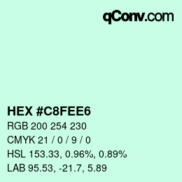 Color code: HEX #C8FEE6 | qconv.com