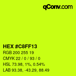 Farbcode: HEX #C8FF13 | qconv.com